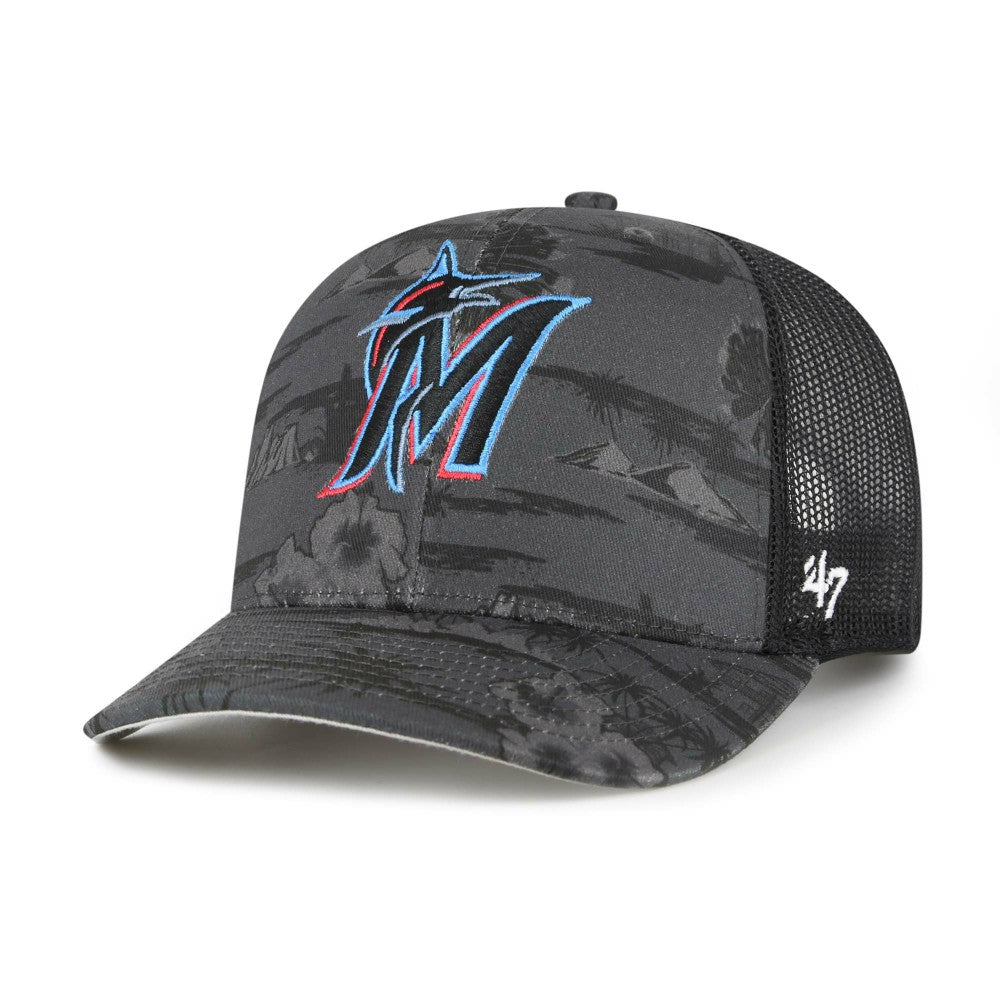 Miami Marlins Fiji Trucker Adjustable Hat Black
