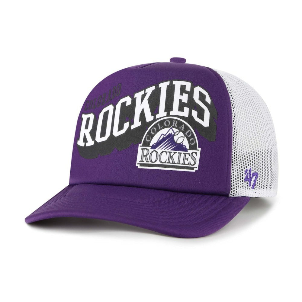 Colorado Rockies Meander Foam Trucker Snapback Hat Purple