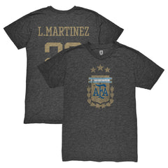 Lautaro Martinez Argentina National Team 1863FC Retro Player Tri-Blend T-Shirt for sale - Black