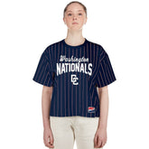 Washington Nationals Women's 2025 City Connect Pinstripe T-Shirt Navy