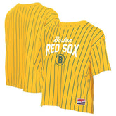 Boston Red Sox Women's 2025 City Connect Pinstripe T-Shirt Yellow
