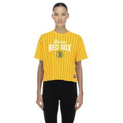 Boston Red Sox Women's 2025 City Connect Pinstripe T-Shirt Yellow
