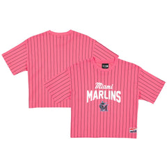 Miami Marlins Women's 2025 City Connect Pinstripe T-Shirt Pink