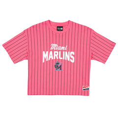 Miami Marlins Women's 2025 City Connect Pinstripe T-Shirt Pink