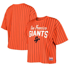 San Francisco Giants Women's 2025 City Connect Boxy Pinstripe T-Shirt Orange