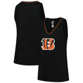 Cincinnati Bengals Logo Athletic Women's Plus Size Stellar Win V-Neck Tank Top - Black cheap