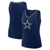 Dallas Cowboys Logo Athletic Women's Plus Size Stellar Win V-Neck Tank Top - Navy on sale