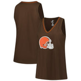 Cleveland Browns Logo Athletic Women's Plus Size Stellar Win V-Neck Tank Top - Brown cheap