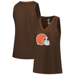 Cleveland Browns Logo Athletic Women's Plus Size Stellar Win V-Neck Tank Top - Brown cheap