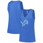 Detroit Lions Logo Athletic Women's Plus Size Stellar Win V-Neck Tank Top - Blue cheap