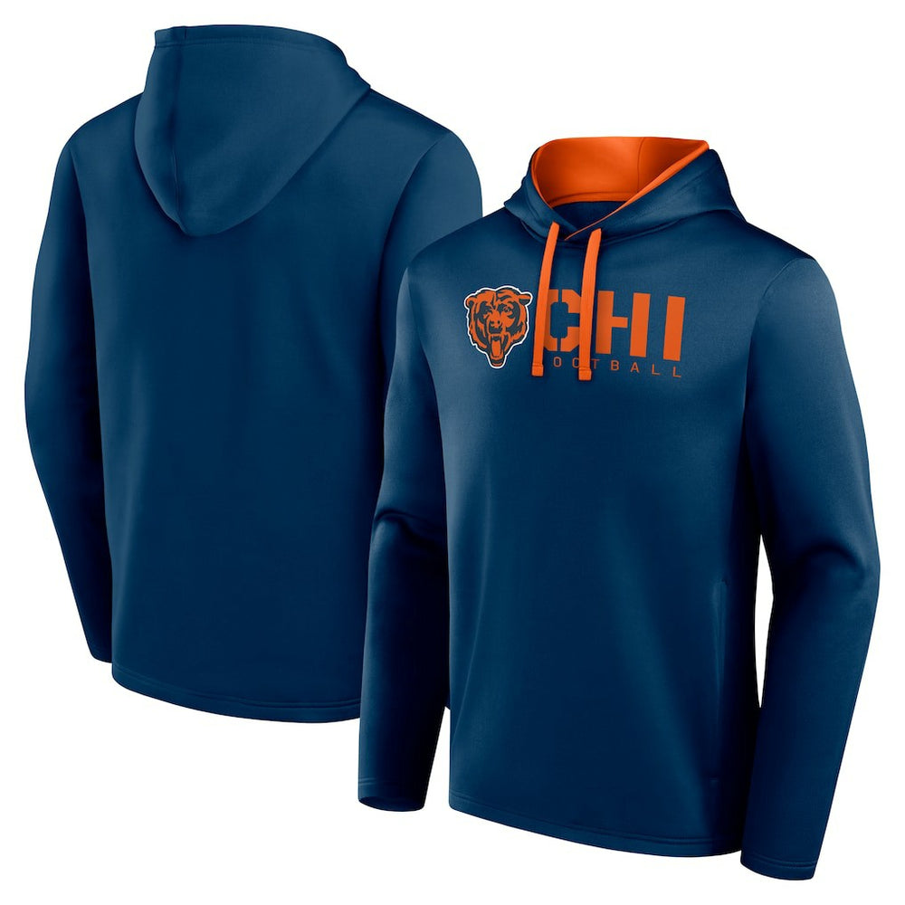 Chicago Bears Logo Athletic Head Start Pullover Hoodie - Navy cheap