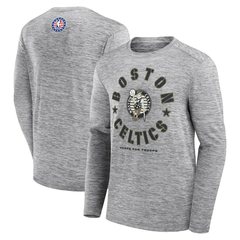 Boston Celtics NBA Hoops for Troops Long Sleeve T-Shirt - Heather Gray cheap