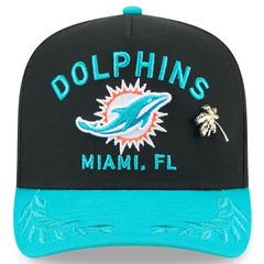 Miami Dolphins New Era 2025 NFL Draft On Stage A-Frame 59FIFTY Fitted Hat - Black/Aqua on sale