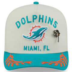 Miami Dolphins New Era 2025 NFL Draft A-Frame 59FIFTY Fitted Hat - Cream/Aqua cheap