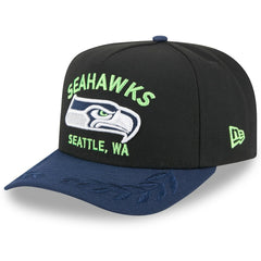 Seattle Seahawks New Era 2025 NFL Draft A-Frame 9FIFTY Snapback Hat - Black/College Navy sale
