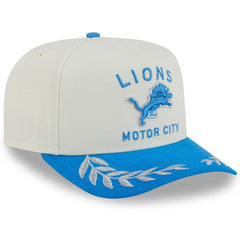 Detroit Lions New Era 2025 NFL Draft A-Frame 9FIFTY Snapback Hat - Cream/Blue discount