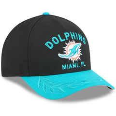 Miami Dolphins New Era 2025 NFL Draft 9FORTY A-Frame M-Crown Adjustable Hat - Black/Aqua cheap
