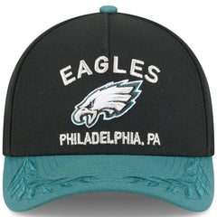 Philadelphia Eagles New Era 2025 NFL Draft 9FORTY A-Frame M-Crown Adjustable Hat - Black/Midnight Green for sale