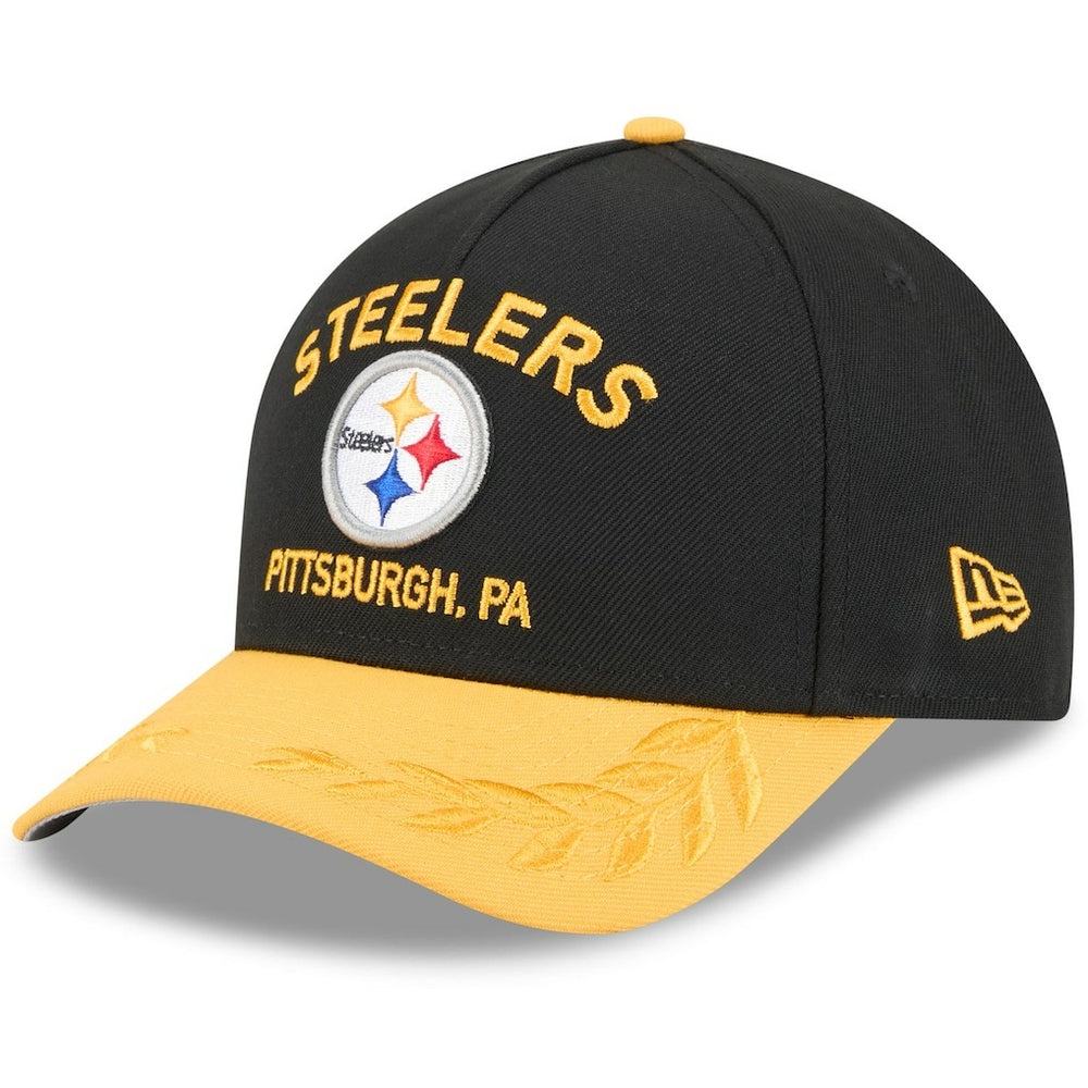 Pittsburgh Steelers New Era 2025 NFL Draft 9FORTY A-Frame M-Crown Adjustable Hat - Black/Gold for sale