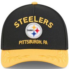 Pittsburgh Steelers New Era 2025 NFL Draft 9FORTY A-Frame M-Crown Adjustable Hat - Black/Gold for sale