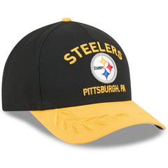 Pittsburgh Steelers New Era 2025 NFL Draft 9FORTY A-Frame M-Crown Adjustable Hat - Black/Gold for sale