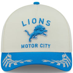 Detroit Lions New Era 2025 NFL Draft 9FORTY A-Frame M-Crown Adjustable Hat - Cream/Blue discount
