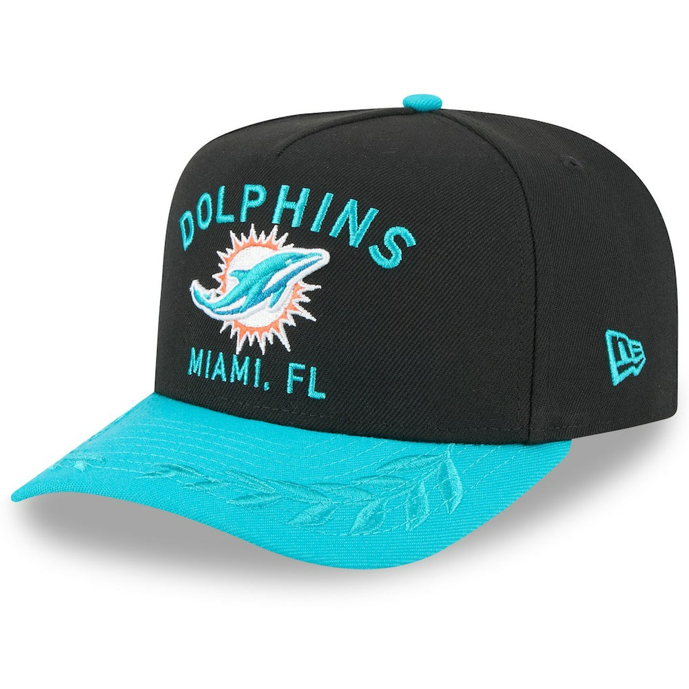 Miami Dolphins New Era Youth 2025 NFL Draft A-Frame 9FIFTY Snapback Hat - Black/Aqua online