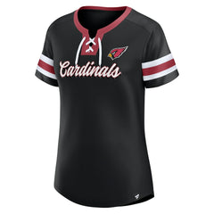 Arizona Cardinals Women's Original State Lace-Up T-Shirt - Black for sale