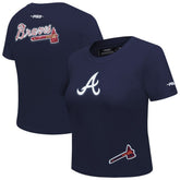 Atlanta Braves Pro Standard Women's Game Day Classics Baby Doll Cropped T-Shirt Navy