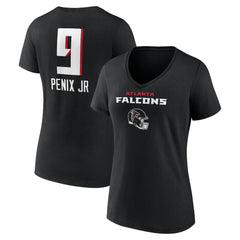 Michael Penix Jr. Atlanta Falcons Women's Name & Number Team Wordmark V-Neck T-Shirt - Black sale