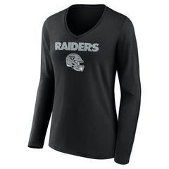 Brock Bowers Las Vegas Raiders Women's Name & Number Team Wordmark Long Sleeve V-Neck T-Shirt - Black cheap