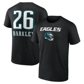 Saquon Barkley Philadelphia Eagles Name & Number Team Wordmark T-Shirt - Black discount