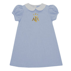 Argentina National Team Vive La Fete Girls Infant Gingham Puffy A-Line Dress for sale - Light Blue