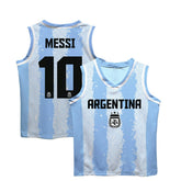 Lionel Messi Argentina National Team Vive La Fete Youth Painted Stripes Basketball Jersey for sale - Light Blue
