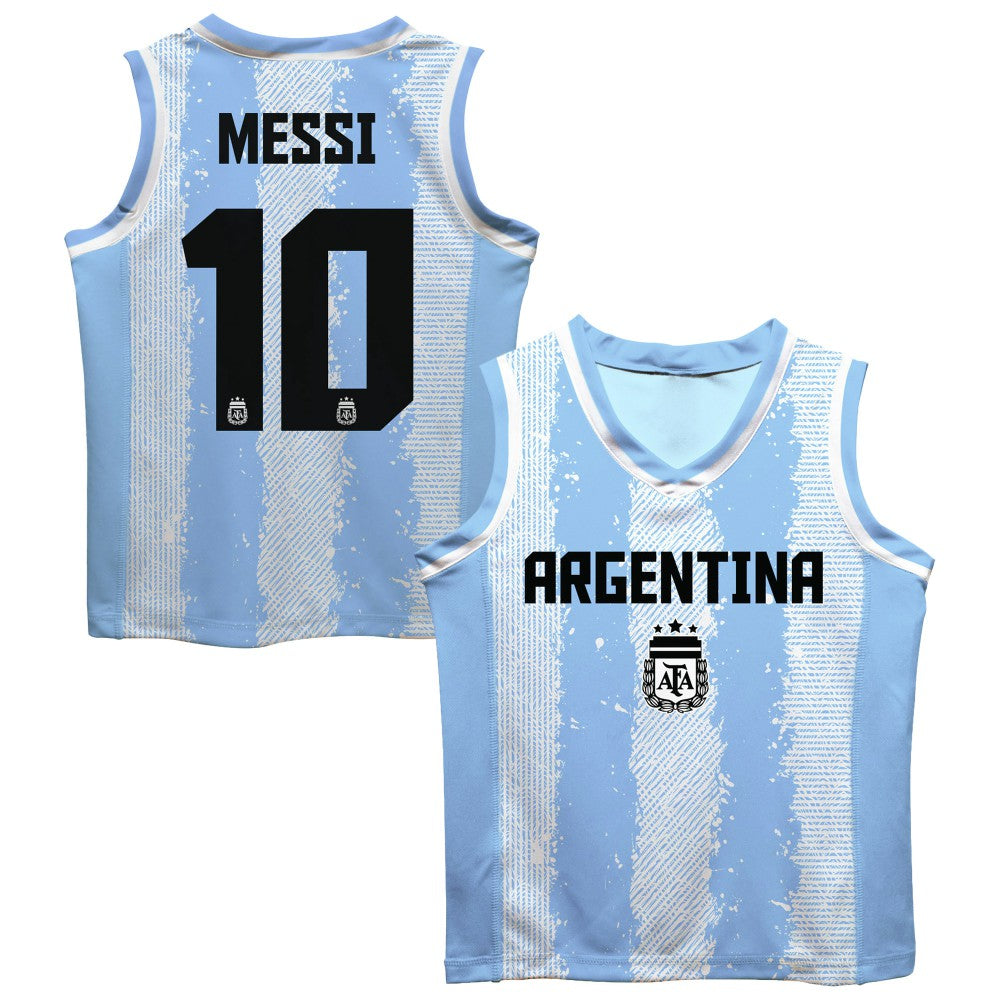 Lionel Messi Argentina National Team Vive La Fete Mesh Basketball Jersey for sale - Light Blue