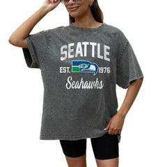 Seattle Seahawks Gameday Couture Women's Throwback Oversized Snow Wash T-Shirt - Grey outlet