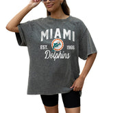 Miami Dolphins Gameday Couture Women's Throwback Oversized Snow Wash T-Shirt - Grey sale