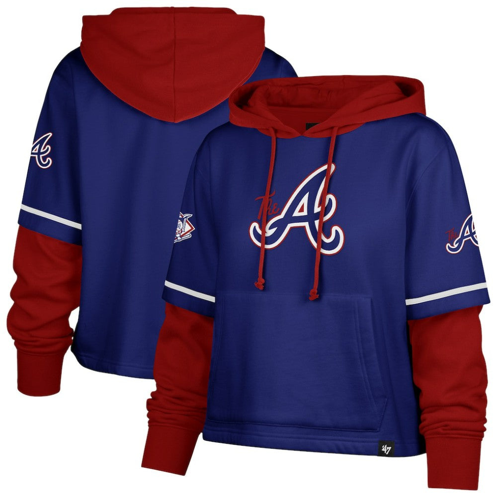 Atlanta Braves Women's City Connect Shortstop Cropped Pullover Hoodie Royal