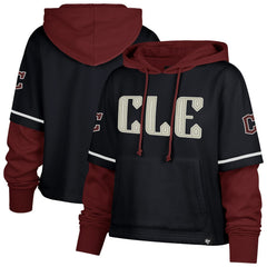 Cleveland Guardians Women's City Connect Shortstop Cropped Pullover Hoodie Navy