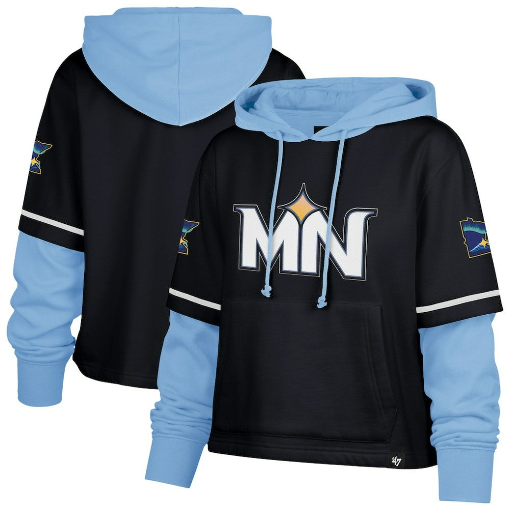 Minnesota Twins Women's City Connect Shortstop Cropped Pullover Hoodie Navy