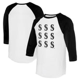 Seattle Mariners Tiny Turnip Women's Logo Grid 3/4 Sleeve Raglan T-Shirt White/Black