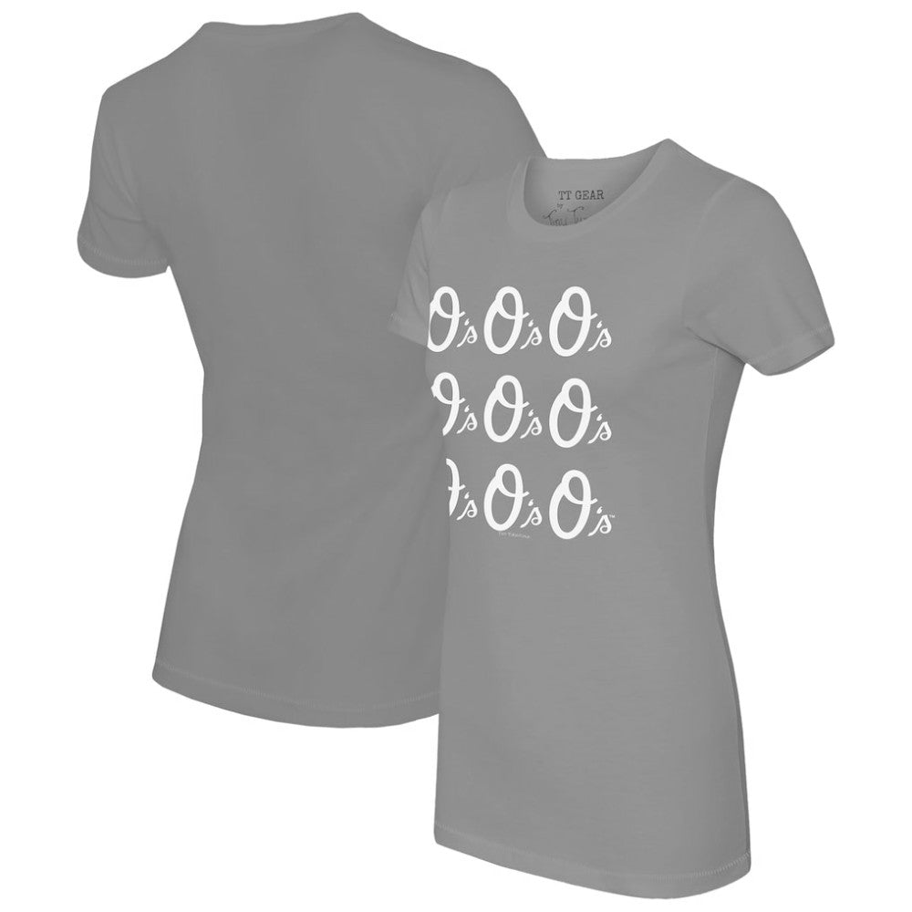 Baltimore Orioles Tiny Turnip Women's Logo Grid T-Shirt Gray