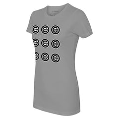 Chicago Cubs Tiny Turnip Women's Logo Grid T-Shirt Gray