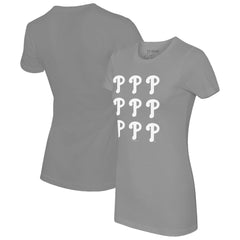 Philadelphia Phillies Tiny Turnip Women's Logo Grid T-Shirt Gray