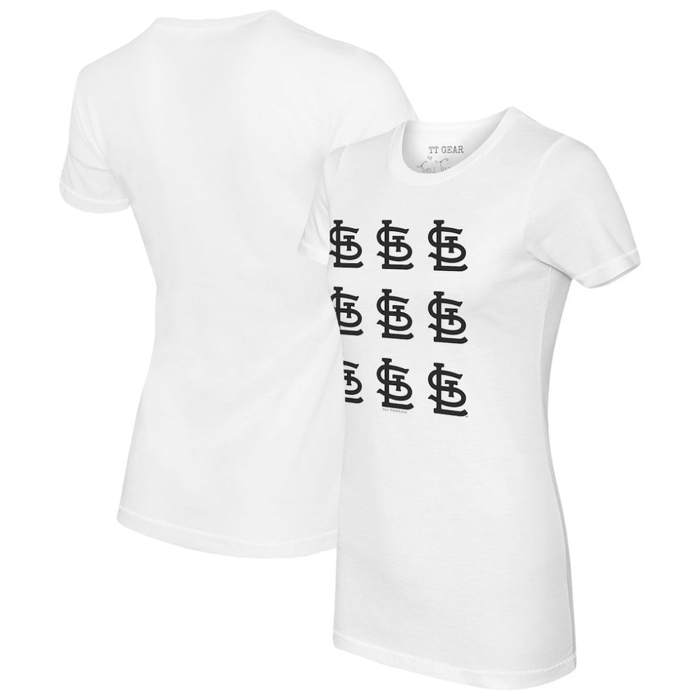 St. Louis Cardinals Tiny Turnip Women's Logo Grid T-Shirt White