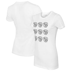 Milwaukee Brewers Tiny Turnip Women's Logo Grid T-Shirt White