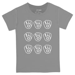 Milwaukee Brewers Tiny Turnip Youth Logo Grid T-Shirt Gray