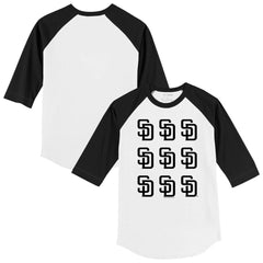 San Diego Padres Tiny Turnip Youth Logo Grid Raglan 3/4-Sleeve T-Shirt White/Black