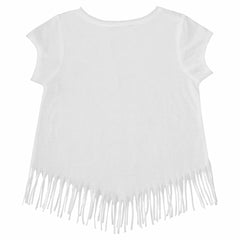 Cleveland Guardians Tiny Turnip Girls Youth Logo Grid Fringe T-Shirt White