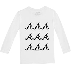Atlanta Braves Tiny Turnip Youth Logo Grid Long Sleeve T-Shirt White